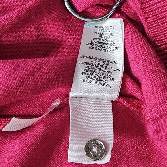 Calvin Klein Cardigan Women XL Pink LS Knit Unlined Stretch Branded Buttons Boho - Picture 14 of 15